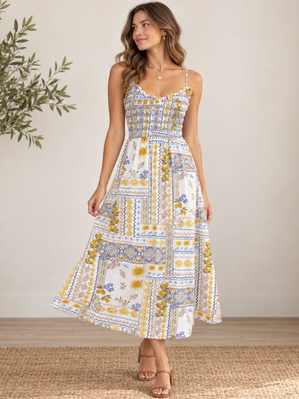 Bila77 Cynthia Dress XS Midi Sundress Lined Modal Anthropologie Retail $150